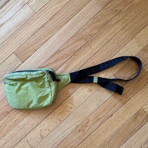 BAGGU Olive Green Belt Bag with Black Logo Strap